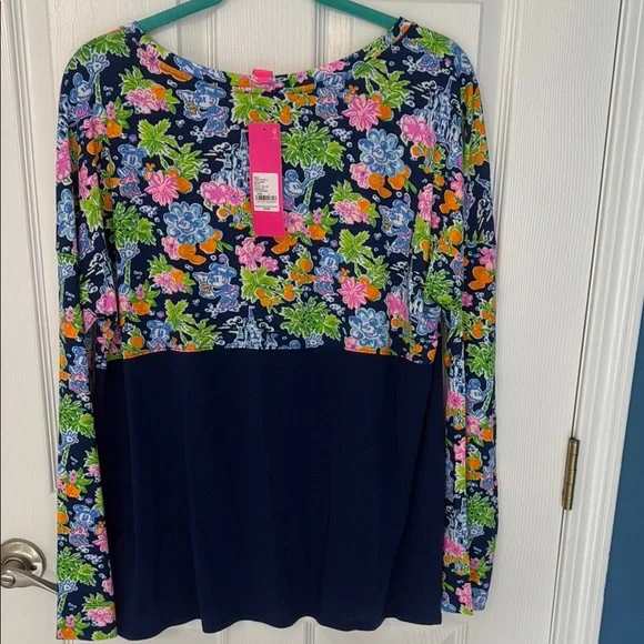 Floral Long Sleeve Top - Navy and Multicolor - Picture 4 of 4